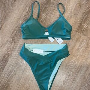Cupshe Green Bikini Set Sporty High-Cut Design